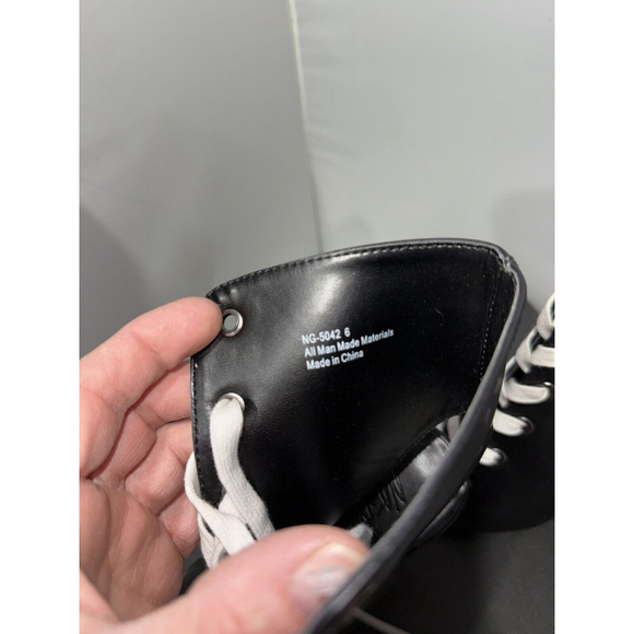 New Nasty Gal Black Embellished Stud Wedge Booties Lace Up 6M - Picture 10 of 14